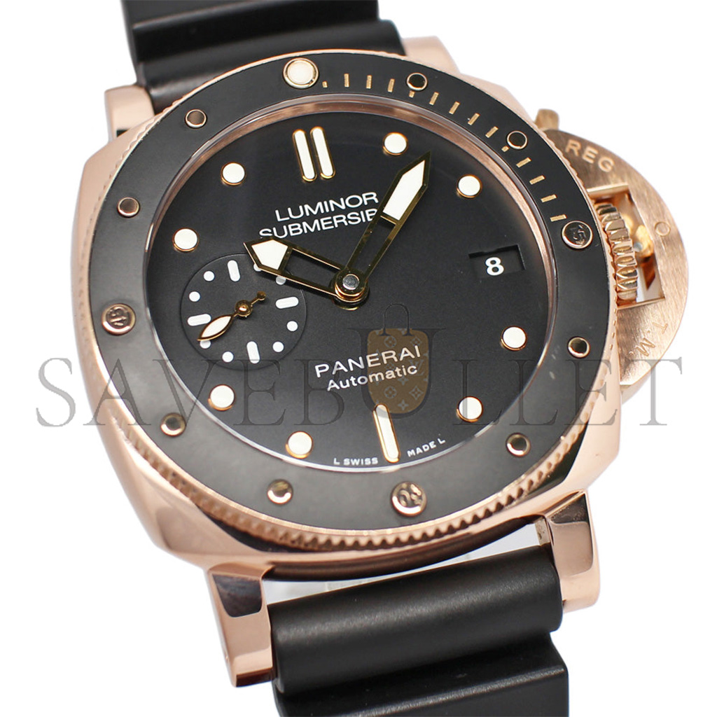 PANERAI LUMINOIR 1950 SUBMARABLE 3 DS OLOROSO BLACK AUTOMATIC WATCH PAM00684